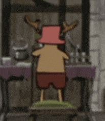 a cartoon character wearing a hat and shorts is standing in a room .