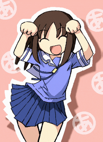 a cartoon drawing of a girl in a blue shirt