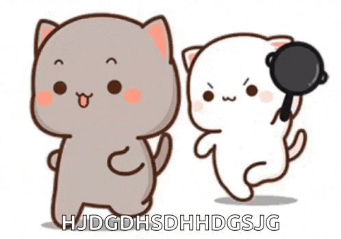 a couple of cartoon cats standing next to each other on a white background .