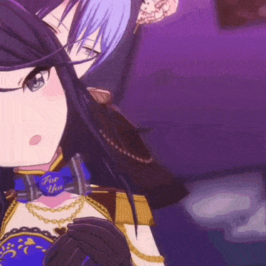 a close up of a cartoon character with the word for you on her collar