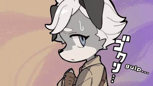 a cartoon drawing of a wolf with the word gulp written below it