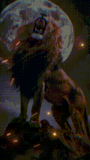 a lion is standing on top of a mountain with a lightning bolt coming out of it 's mouth .