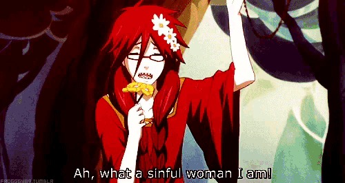 a cartoon character says ah what a sinful woman i am !