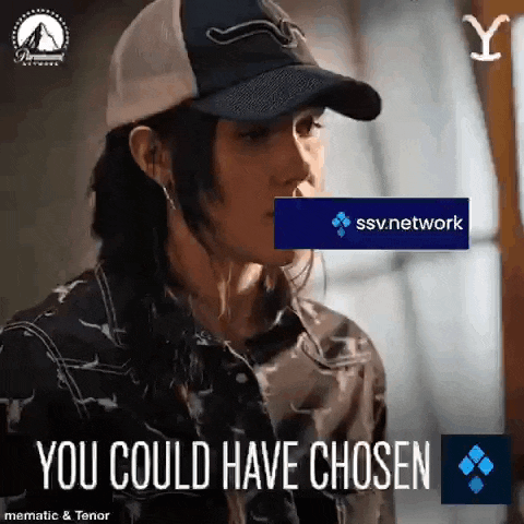 a woman is wearing a baseball cap and a shirt and says you could have chosen .