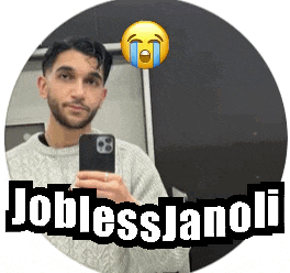 a man is taking a selfie in front of a mirror with a crying emoji on his face .