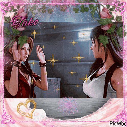 a picture of two women with the name tako on the top