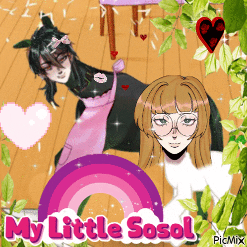 a picture of a girl with the words my little sosol on it