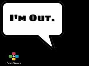 a pixel art of a man talking with a speech bubble above him that says ariel games