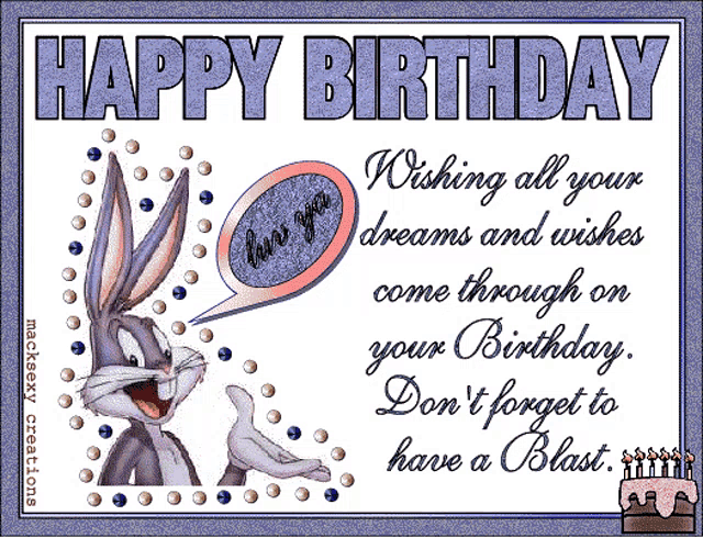 a birthday card with bugs bunny on it
