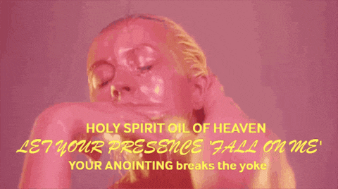 a woman with oil on her face says holy spirit oil of heaven let your presence fall on me your anointing breaks the yoke