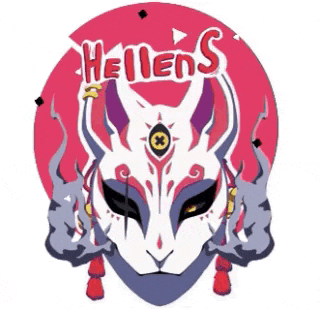 a cartoon drawing of a fox mask with the word heen 's on it