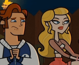 a man and a woman are standing next to each other in a cartoon scene