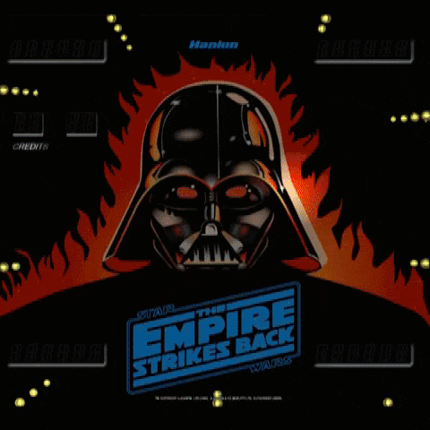 darth vader 's face is on a screen that says star wars empire strikes back