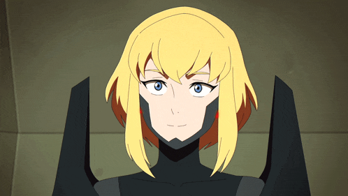 a cartoon girl with blonde hair and blue eyes