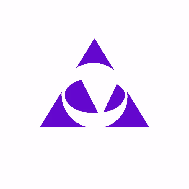 a purple triangle with a white circle in the center