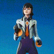 a woman in a white jacket and tie is holding a pumpkin in her hand .