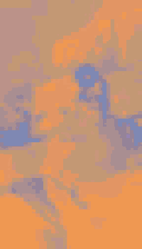 a blurry picture of a person laying on a bed with a pink and blue background .