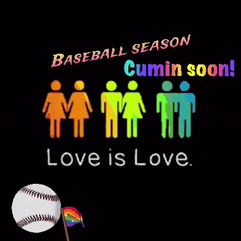 a sign that says baseball season comin soon love is love
