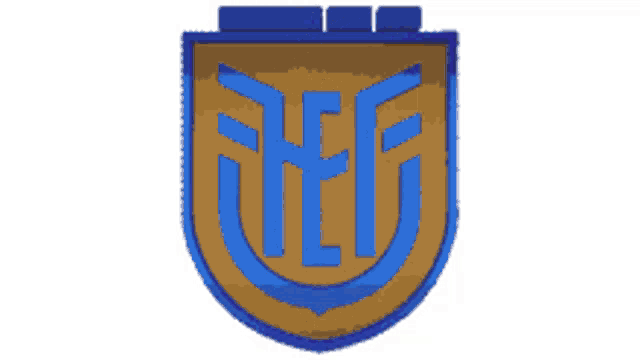 a blue and brown shield with the letters fff on it