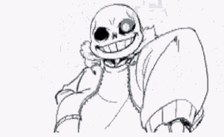a black and white drawing of a group of skeletons with skulls and bones .