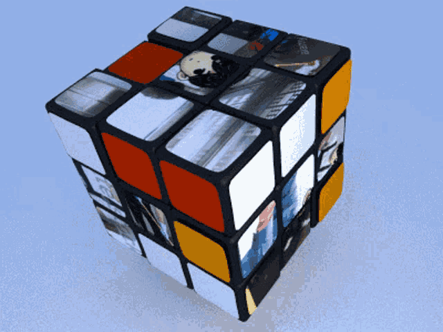 a rubik 's cube has a picture of a panda on the top