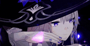 a close up of a girl wearing a witch hat in a video game