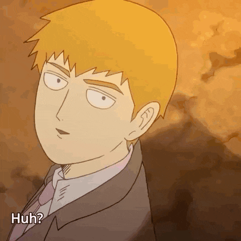 a cartoon of a man in a suit and tie with the words huh .
