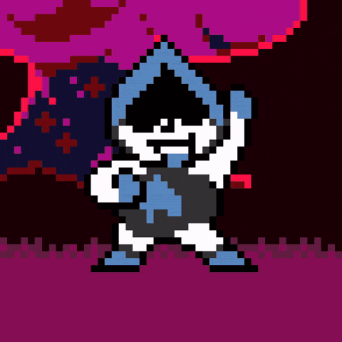 a pixel art drawing of a cartoon character