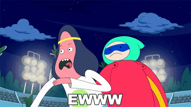 a cartoon character with the word ewww written on the bottom