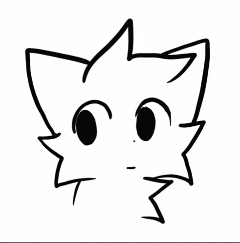 a black and white drawing of a cat 's face