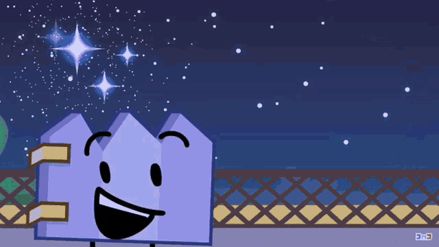 a cartoon of a fence with a face and a fence behind it