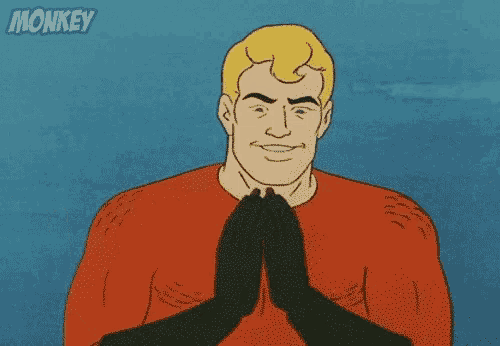 a cartoon character says " fuck you " with his hands in the air