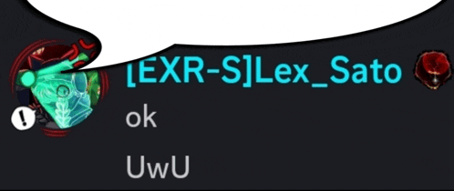 a speech bubble with exr-slex_sato written above it