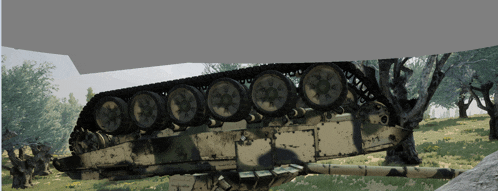 a picture of a military vehicle with a few wheels on it
