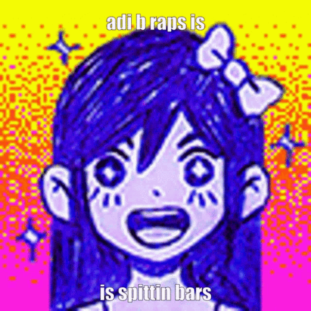 a drawing of a girl with the words adi b raps is is spittin bars below her