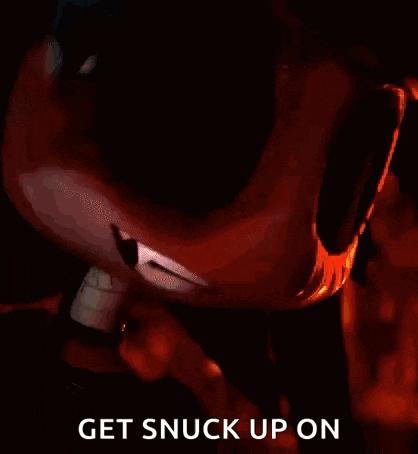 a picture of a person with the words get snuck up on