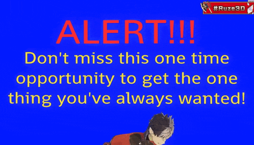 a man in a red jacket is standing in front of a blue background that says alert !!!