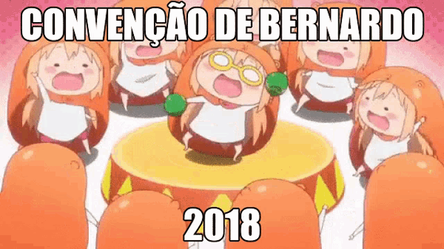 a group of cartoon characters are standing around a circle with the year 2018 written on the bottom