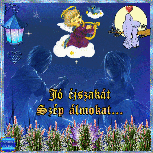 a greeting card that says jo ejszakat szen almot