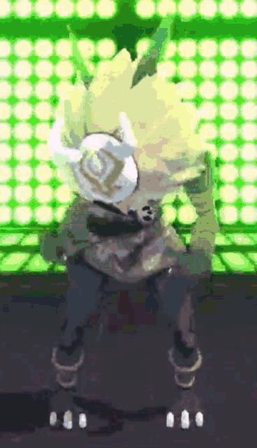 a pixel art of a person wearing a mask and headphones