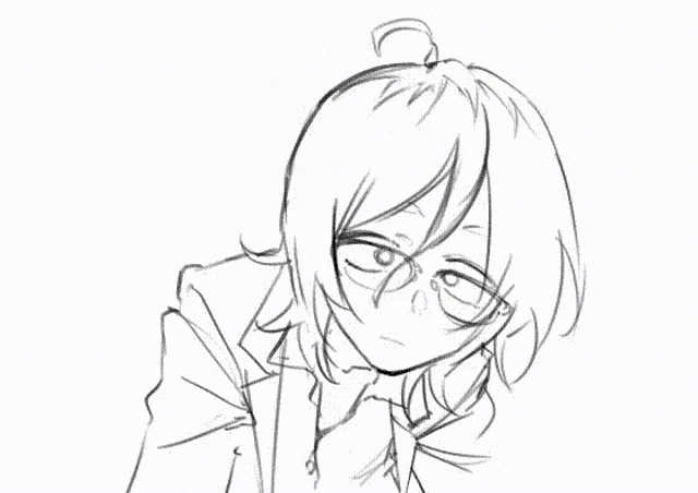 a black and white drawing of a girl with a very large breast