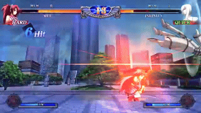 a video game is being played with a hard 6 hit and a quick 3 hit