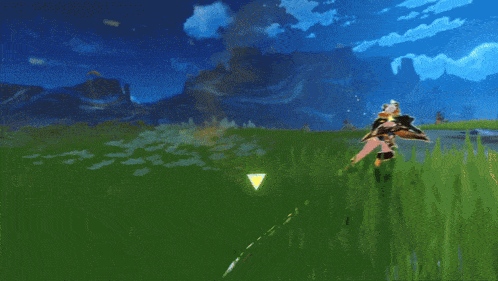 a person in a video game with a sword and a shield