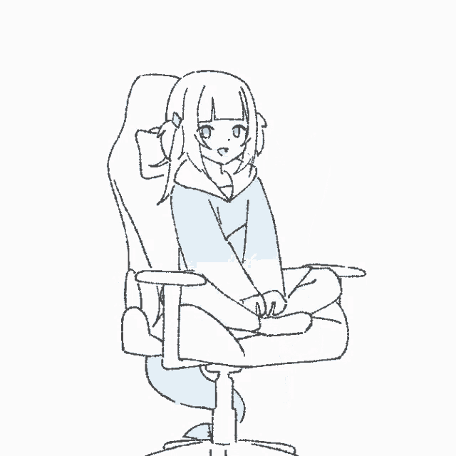a drawing of a girl sitting in an office chair
