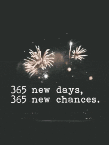 a fireworks display with the words 365 new days 365 new chances written below it
