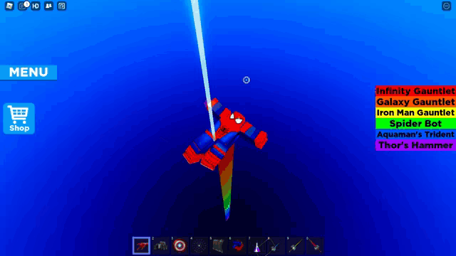 a screenshot of a video game shows a spider-man holding a lightning bolt