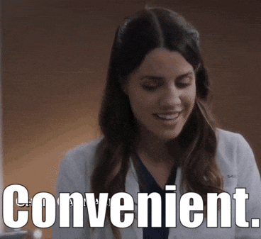 a woman in a lab coat is smiling and the word convenient is behind her