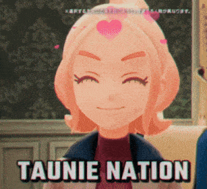 a girl with a heart on her head is smiling and taunie nation is written on the bottom