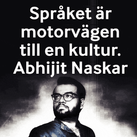 an ad for abhijit naskar shows a man with glasses on