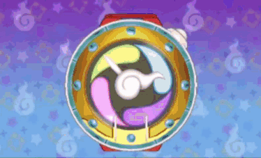 a cartoon illustration of a watch on a purple background with ghosts and stars .